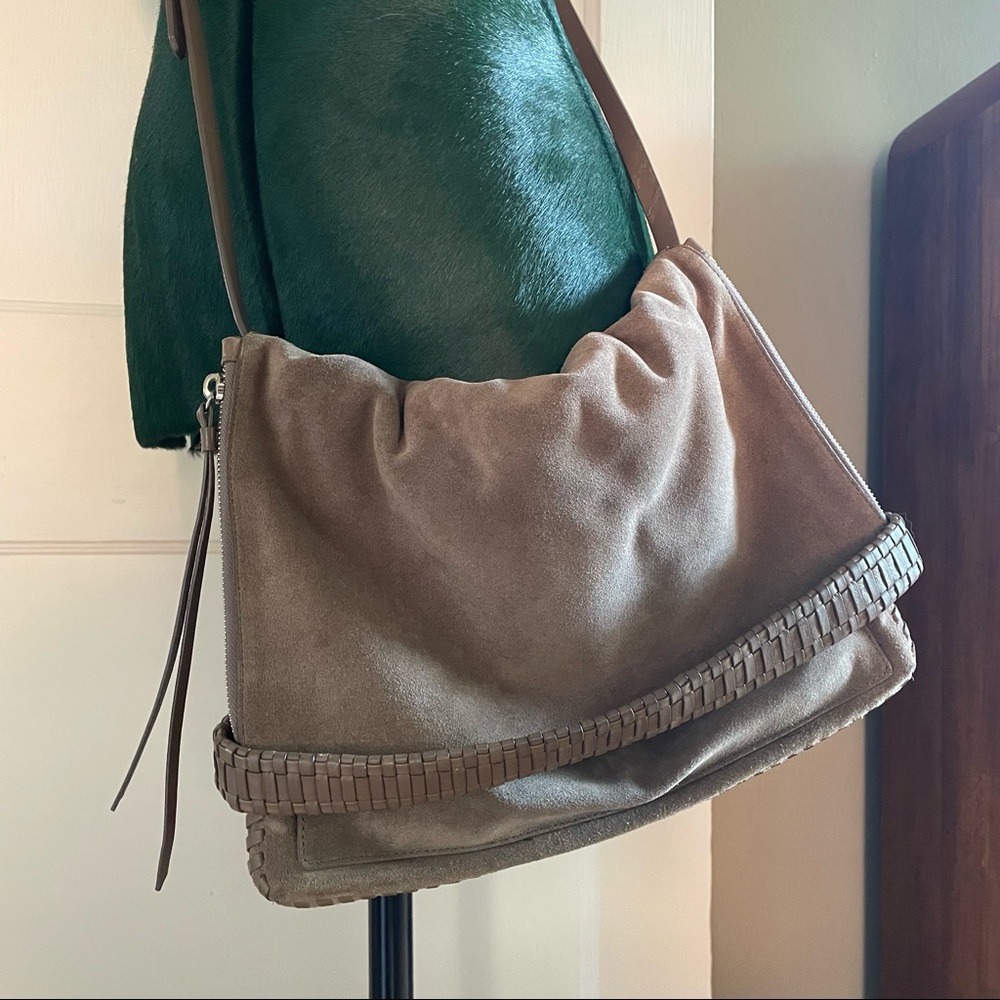 AllSaints ‘Club’ suede convertible clutch crossbody